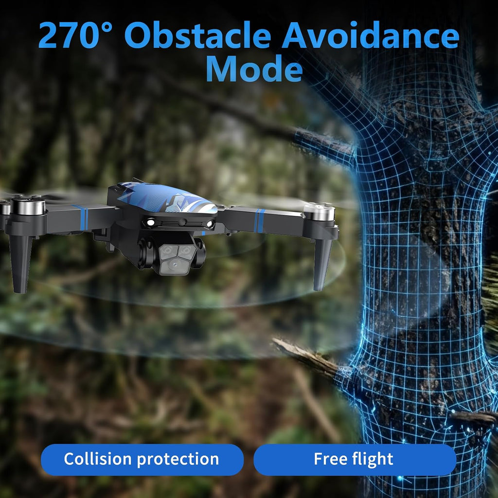 Dron con cámara para adultos, pantalla LCD FPV Live Video, motor profesional sin escobillas 270 ° para evitar obstáculos 3D Flips, Mini Quadcopter RC plegable para principiantes, soporte tarjeta SD de