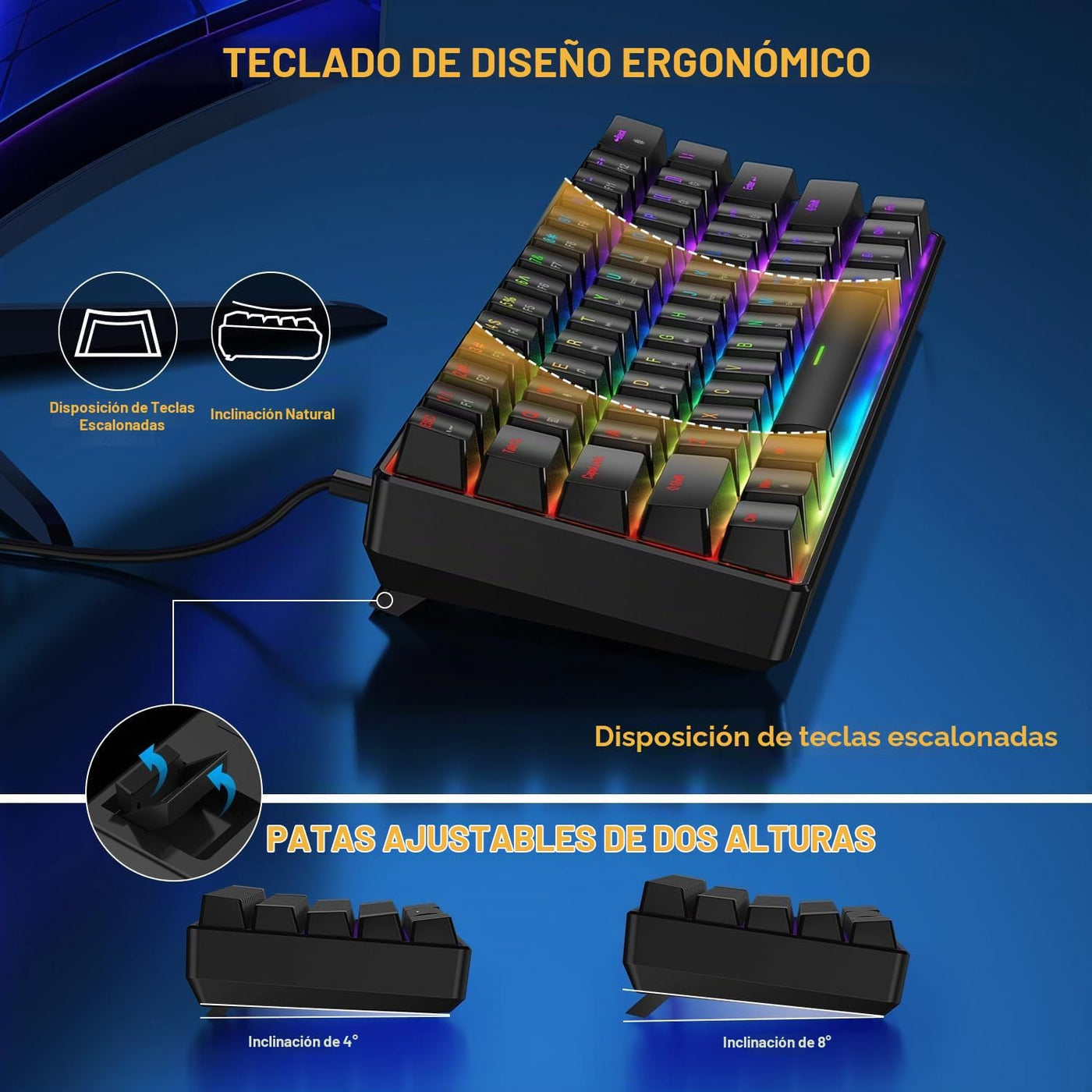BlueFinger Combo de teclado y mouse mecánicos para juegos 60% \u201...