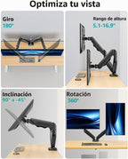 Soporte de escritorio con brazo de monitor doble para pantallas de máximo