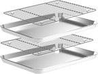Juego de bandeja para hornear con estante para hornear, 2 sartenes
