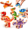 Magnetic Wooden Dinosaur Building Blocks, Ages 3-6