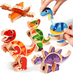 Magnetic Wooden Dinosaur Building Blocks, Ages 3-6
