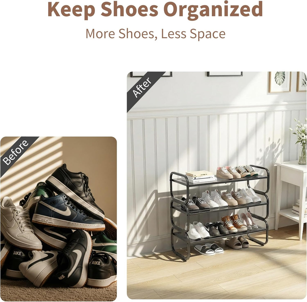 Zapatero de 2 niveles y 3 niveles, organizador de zapatos expandible para