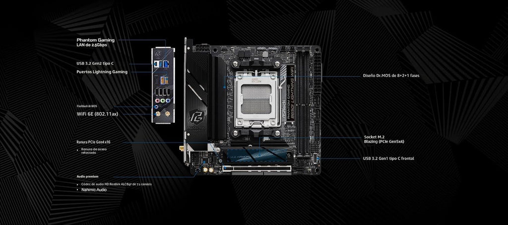 ASRock B650I Lightning WiFi AMD AM5 Mini-ITX Motherboard, WiFi Lightning