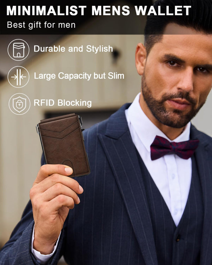 Cartera para hombres, cartera minimalista para hombres de 9-13 tarj...
