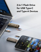 Lexar D40E 256GB Unidad Dual USB 3.2 Gen 1 Tipo-C Jump Drive, Unida...