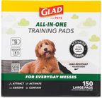 Glad Almohadillas para cachorros de carbón negro para mascotas, almohadillas desechables súper absorbentes para orina de perro, almohadillas de entrenamiento para orinal y suministros para mascotas,