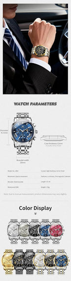 OLEVS Relojes para Hombres de Negocios de Acero Inoxidable, a Prueba de Agua, Estilo Casual Formal