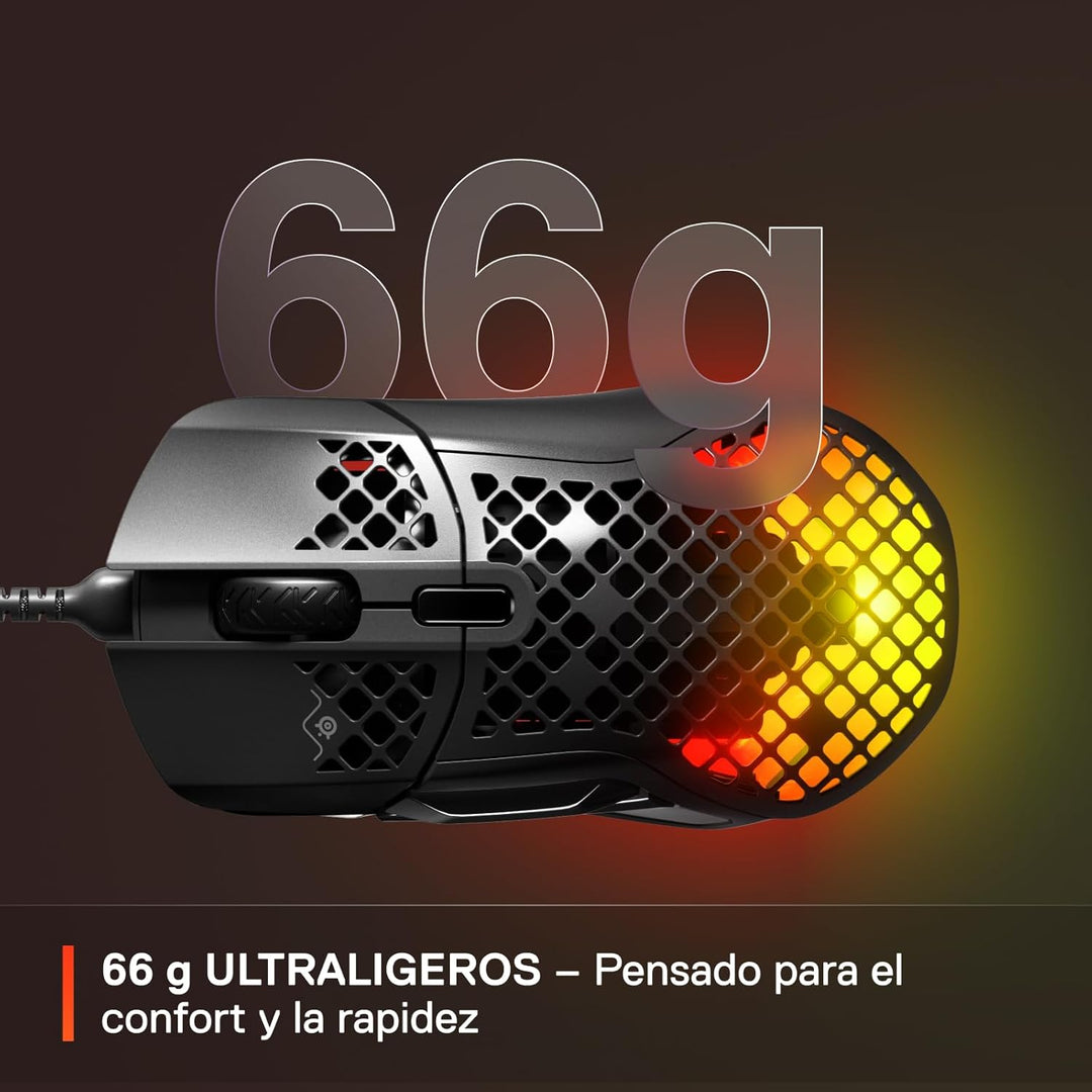 SteelSeries Aerox 5 - Ratón gaming RGB con perforaciones - Diseño u...