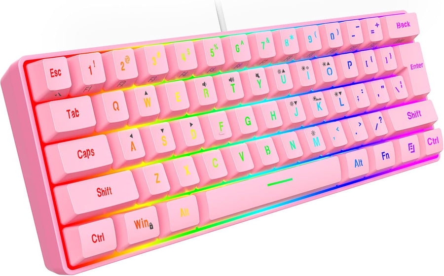 Snpurdiri - Teclado para videojuegos 60% con cable, retroiluminado...