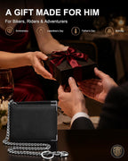 Cartera de cadena de cuero de grano completo: billetera bible para hombre