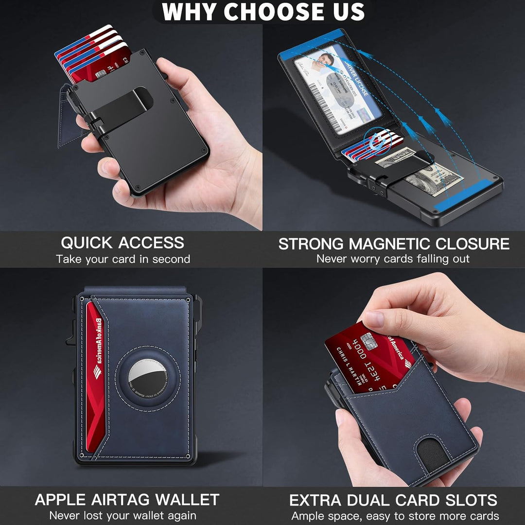 KIKVES Billetera para Airtag para hombre, tarjetero para AirTag con...