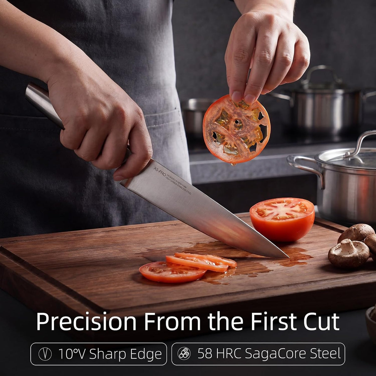 KnifeSaga Juego de cuchillos de cocina con bloque, 13 piezas afilado juego de acero inoxidable