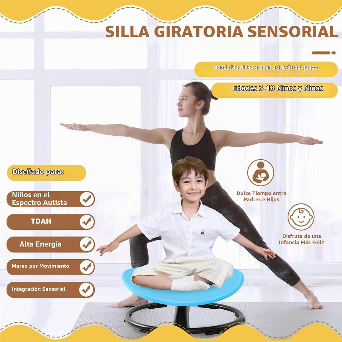 Zhenx Silla giratoria para niños autistas (de 3 a 18 años), regalo de