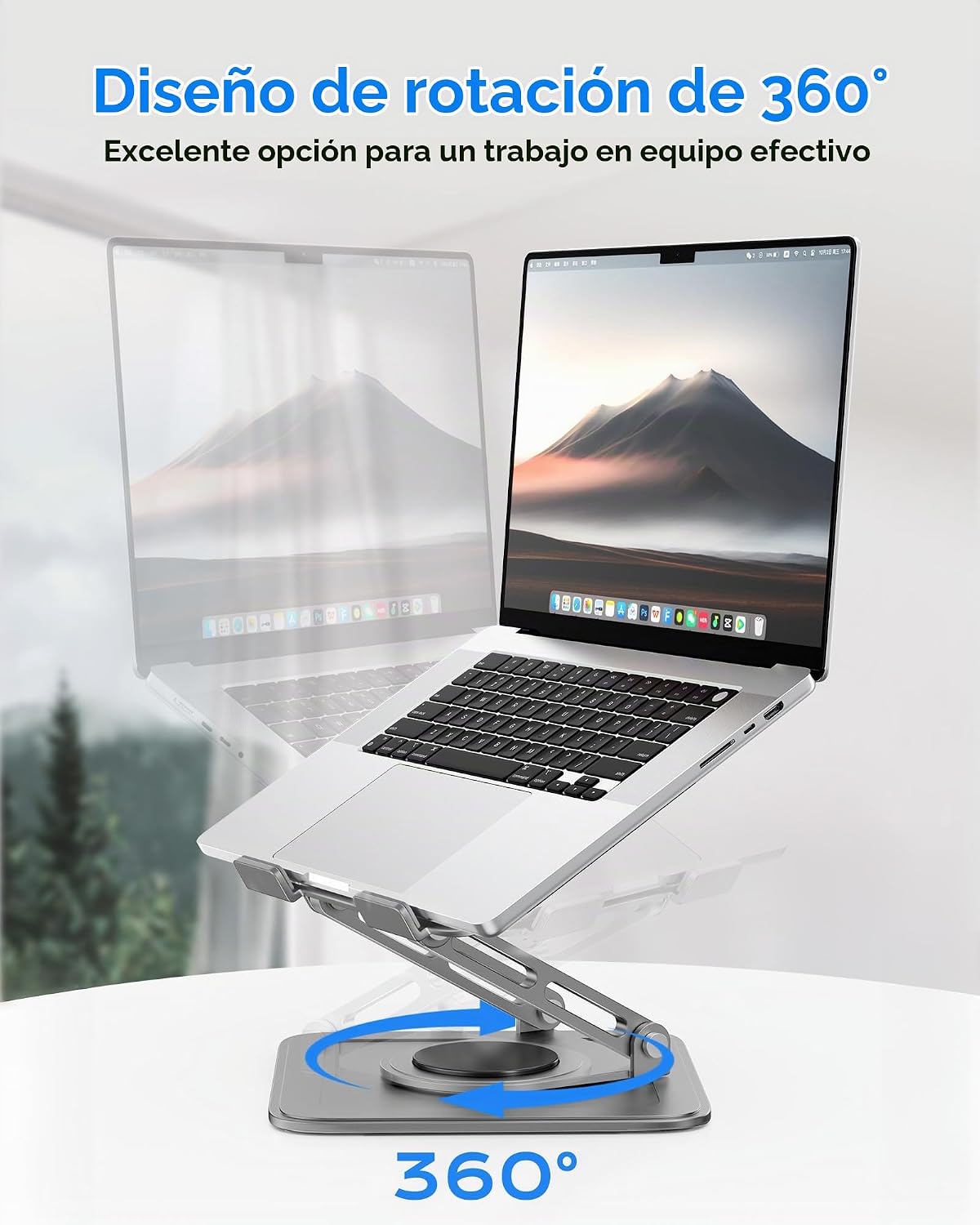 Soporte Ajustable para Laptop de Escritorio con Base de 360°, Eleva...