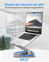 Soporte Ajustable para Laptop de Escritorio con Base de 360°, Eleva...