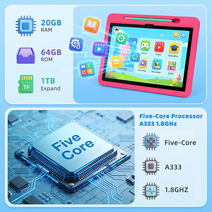 UKIDOZ - Tableta para niños Android 16 mejorada 2026, de 10 pulgada...
