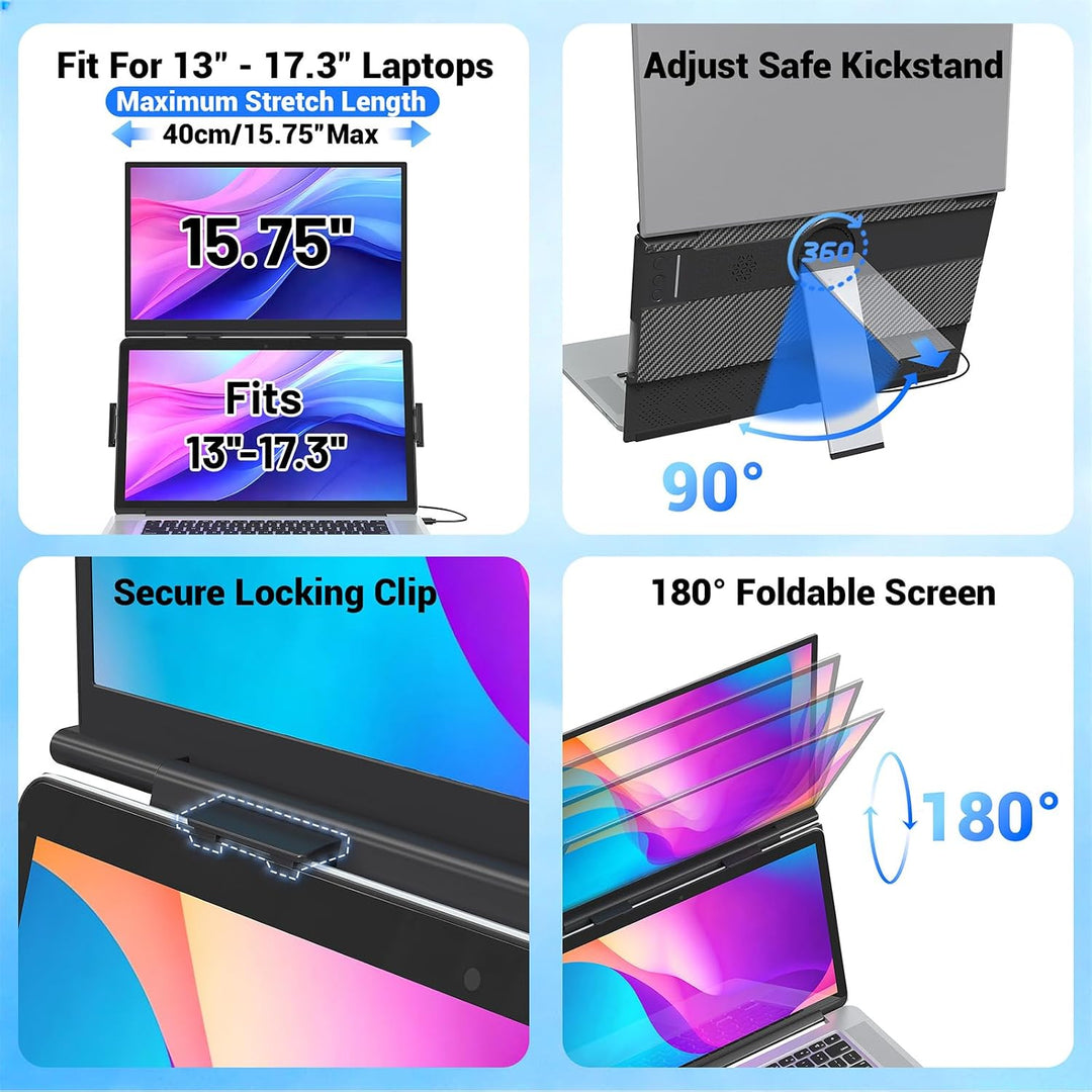 Extensor de pantalla para laptop, extensor de monitor dual ultralig...