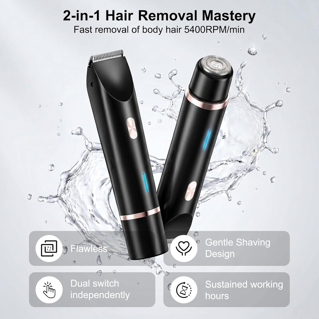 Debark Recortadora de bikini 2 en 1 para mujer, maquinilla de afeit...