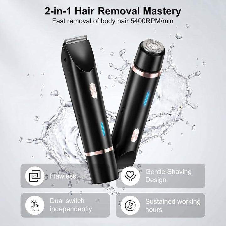 Debark Recortadora de bikini 2 en 1 para mujer, maquinilla de afeit...