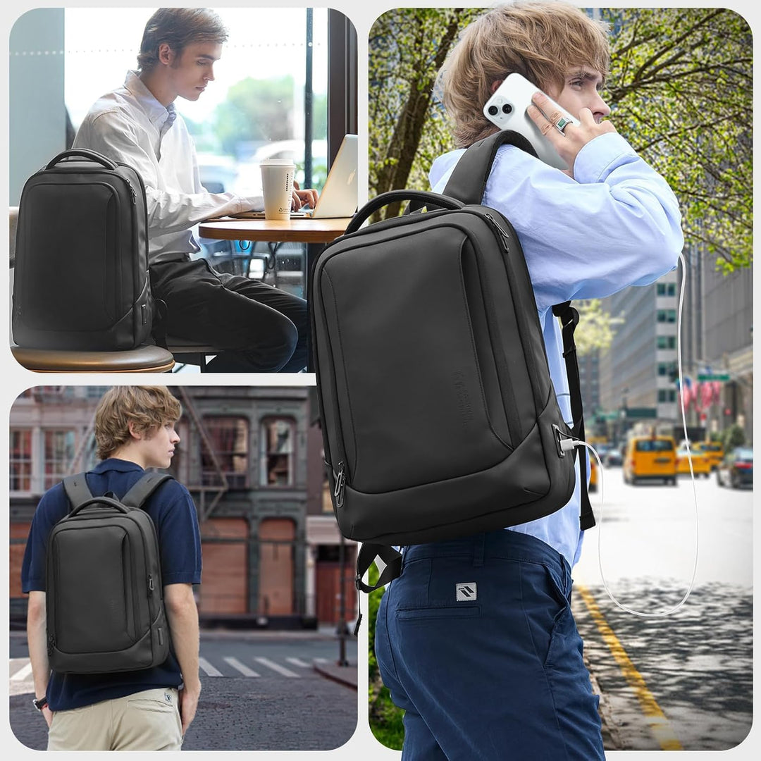 hk Mochila para laptop para hombre con puerto de carga USB resisten...