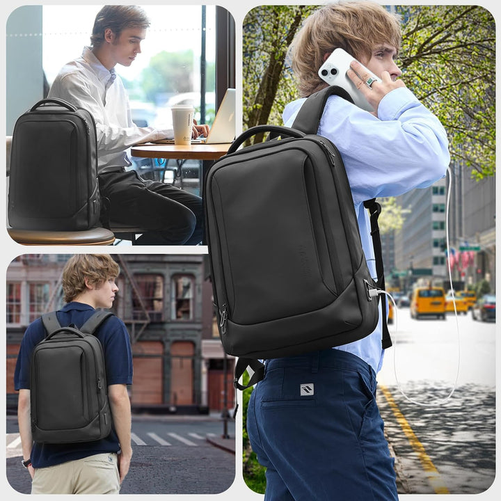 hk Mochila para laptop para hombre con puerto de carga USB resisten...