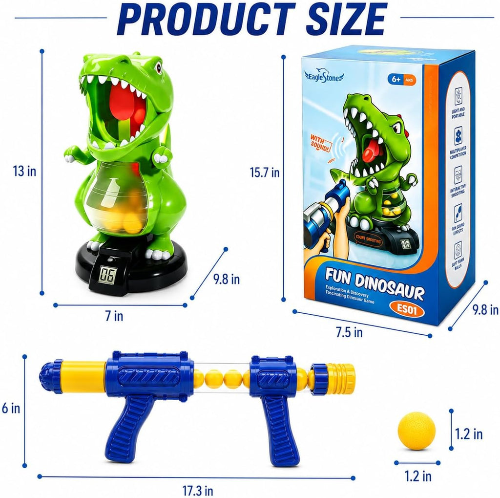 EagleStone Dinosaurio T-rex Lanzador para Niño con Puntuación Automática LCD