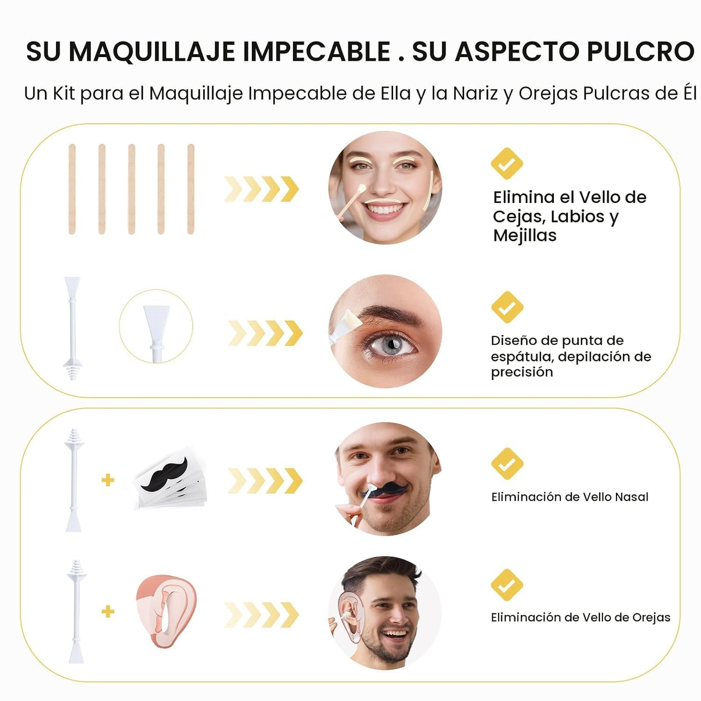 AUZEAL Mini kit de depilación facial para mujeres, kit de depilació...