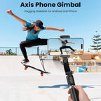 Estabilizador de cardán para smartphone, cardán de mano de equilibrio automático de 1 eje, trípode extensible giratorio de 360°, control remoto inalámbrico para iPhone, Android, viajes