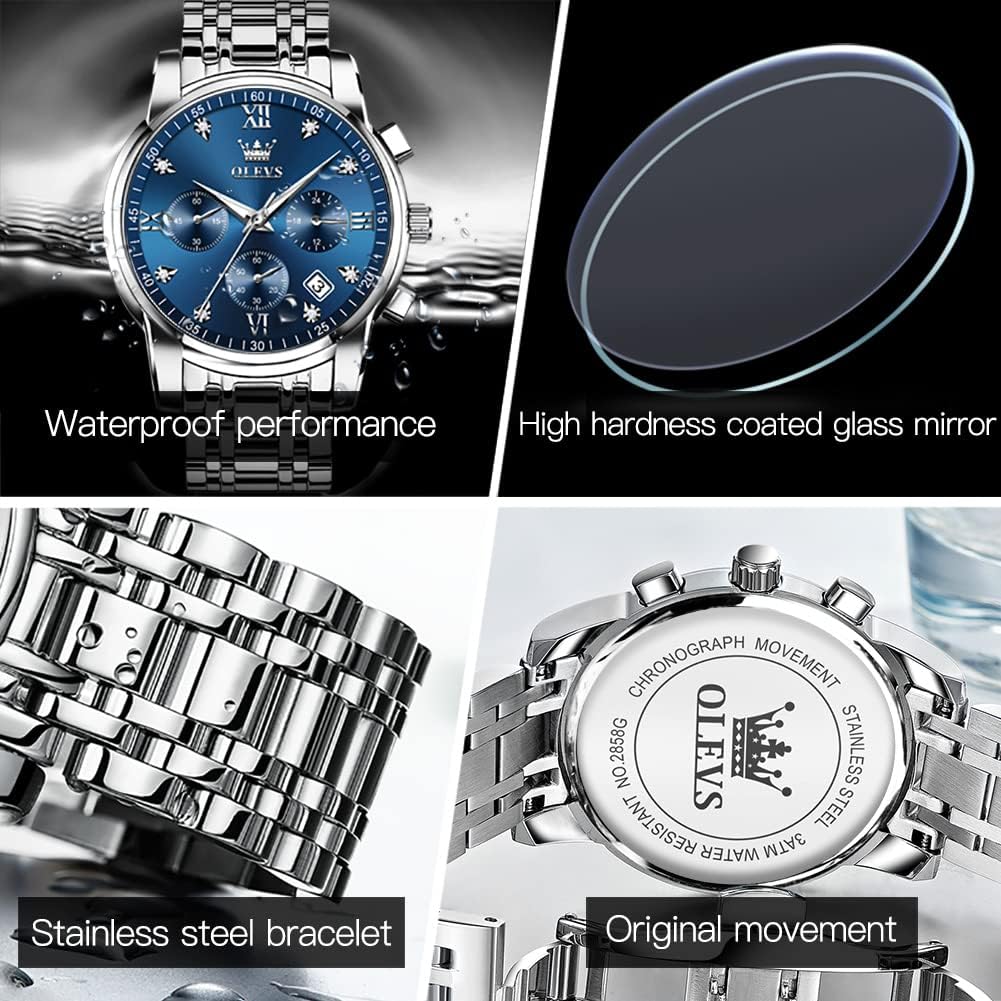 OLEVS Reloj multifunción para hombre, cronógrafo luminoso impermeable con