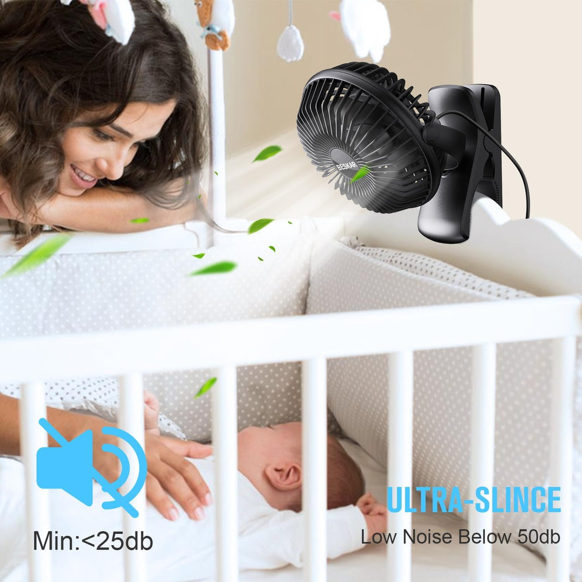 BESKAR Ventilador USB con clip, ventilador de escritorio pequeño po...