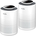 Paquete de 2 purificadores de aire para el hogar, dormitorio, con filtro de aire H13 True HEPA, eliminador de olores, elimina humo, polvo, polen, caspa de mascotas, luz nocturna para el hogar, sala de