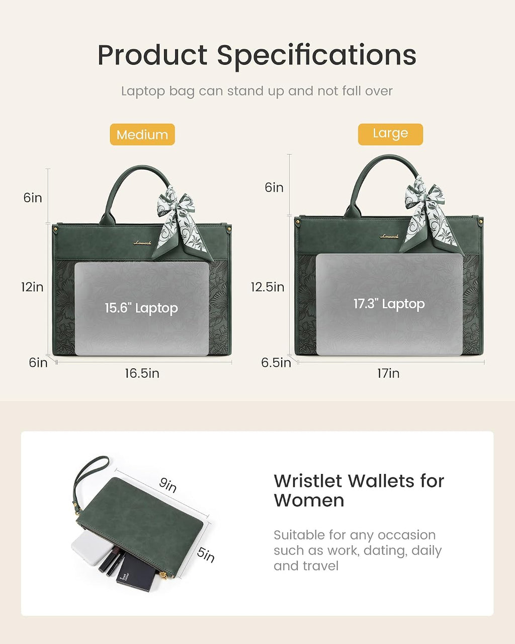 LOVEVOOK Bolsa de mano para laptop para mujer, bolsa de trabajo vintage con