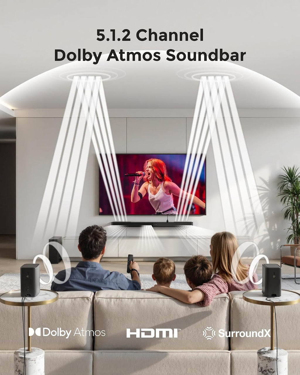 ULTIMEA Barra de sonido de 5.1.2 canales con Dolby Atmos, sistema de sonido envolvente para TV