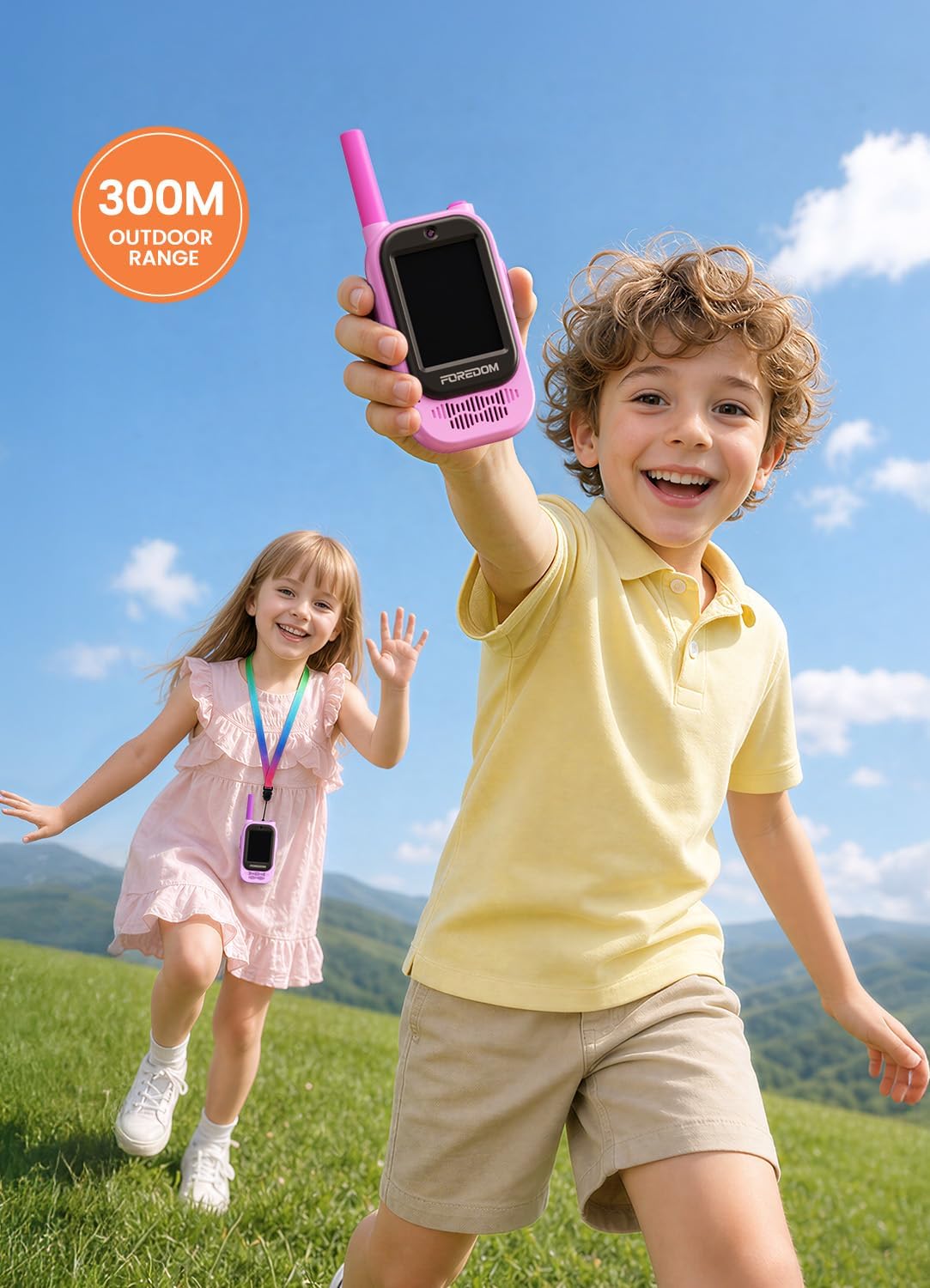 FOREDOM Radio de Video Recargable: Walkie Talkies para Niños, Alcance Largo para Niños y Niñas