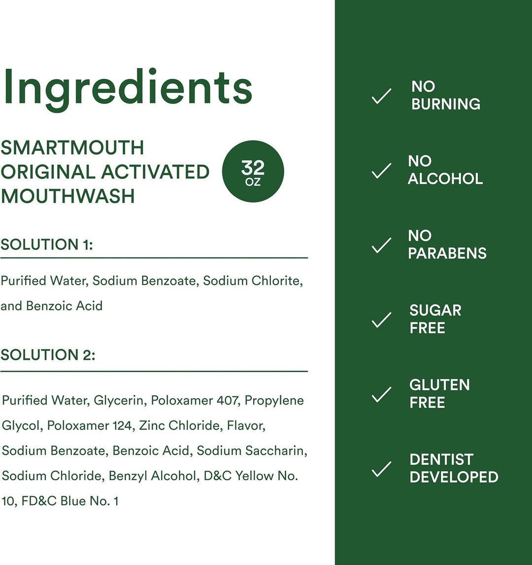 SmartMouth Enjuague bucal original activado con zinc de 2 botellas...