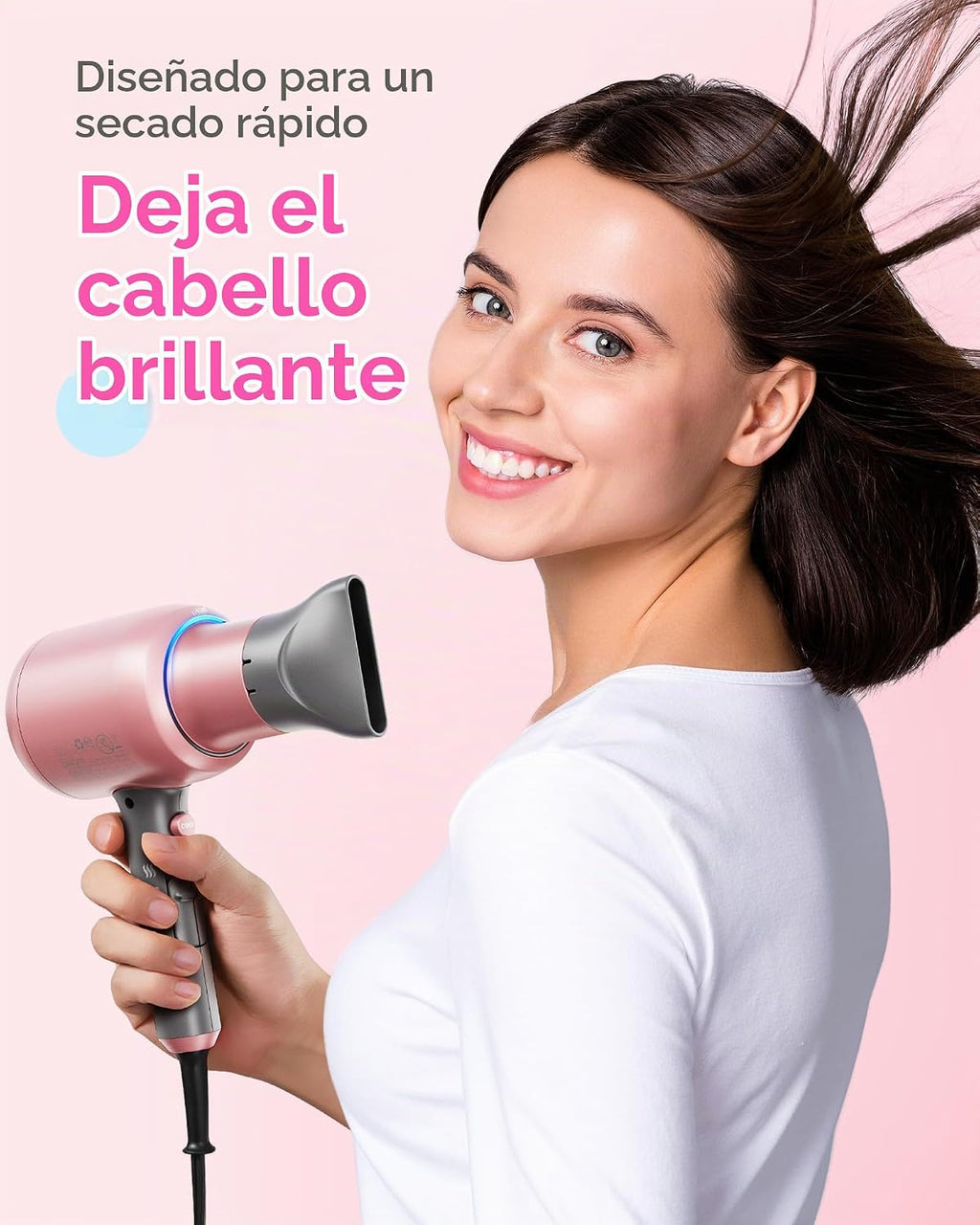 Wavytalk 3/10" lápiz plancha plana oro rosa y soplado secador de pelo ónico oro rosa