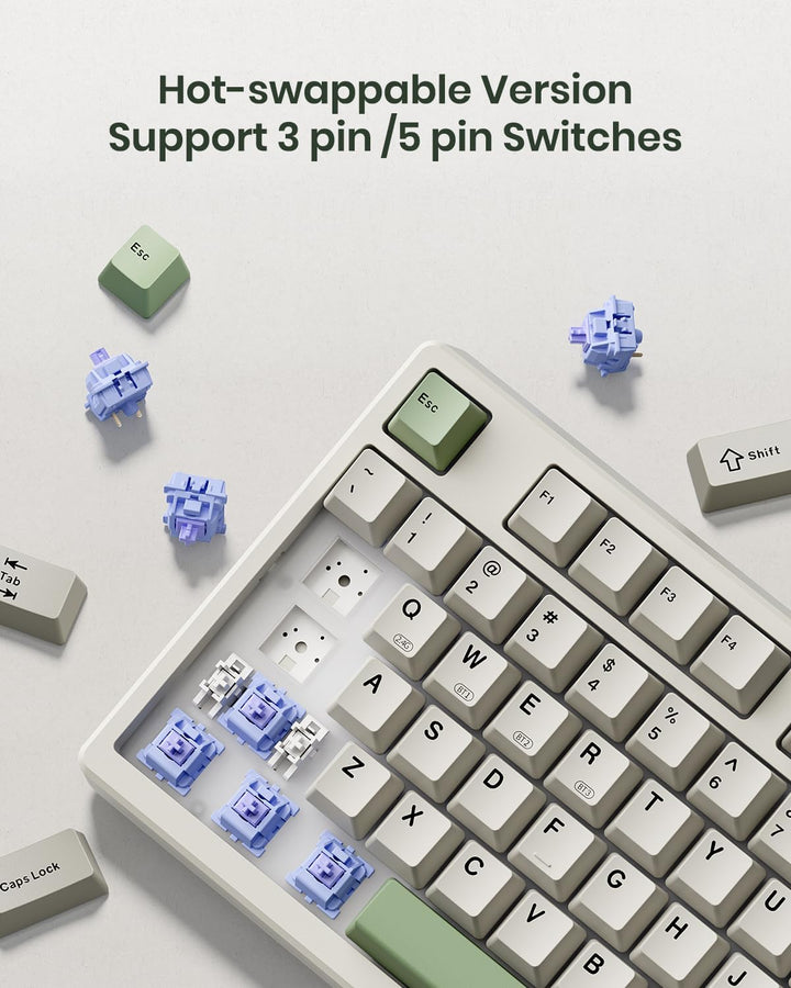 Kisnt Teclado mecánico inalámbrico KN85 para juegos, diseño del 75%...