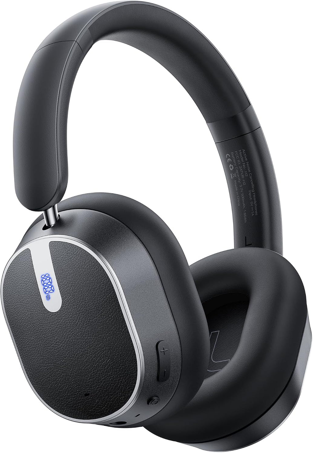 Auriculares con cancelación activa de ruido, 120 horas de reproducción, Bluetooth 6.0, auriculares inalámbricos con pantalla de alimentación y llamadas ENC de 6 micrófonos, audio espacial de 360°