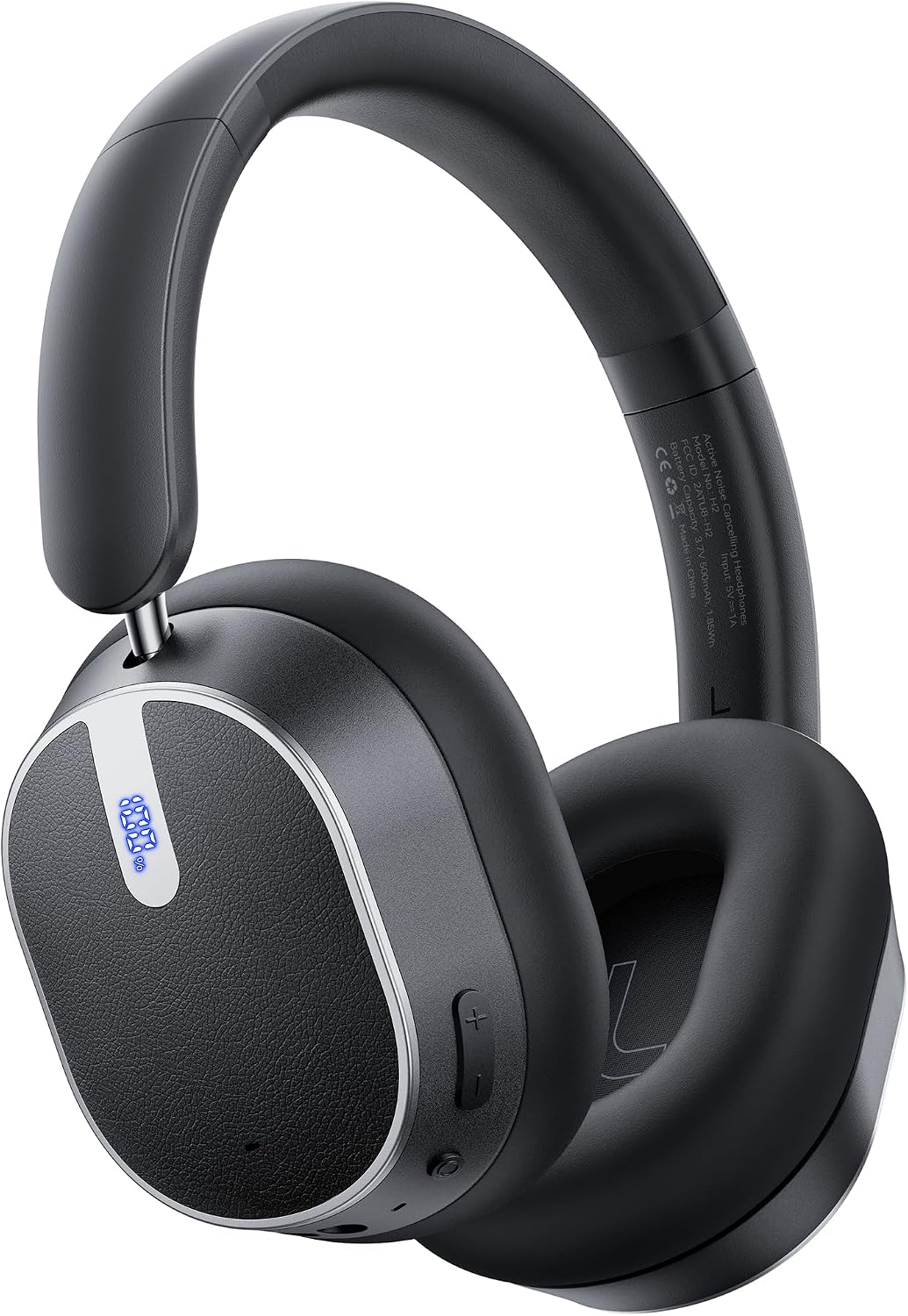 Auriculares con cancelación activa de ruido, 120 horas de reproducción, Bluetooth 6.0, auriculares inalámbricos con pantalla de alimentación y llamadas ENC de 6 micrófonos, audio espacial de 360°