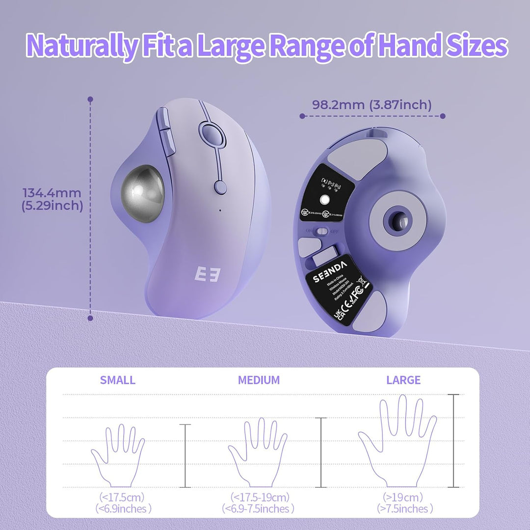 seenda Ratón de Trackball inalámbrico, mouse ergonómico Bluetooth R...
