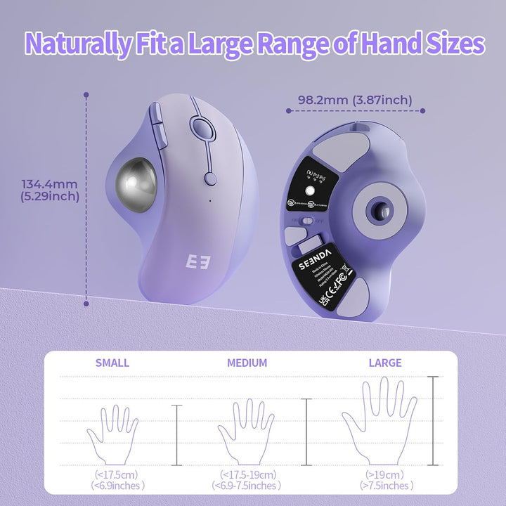 seenda Ratón de Trackball inalámbrico, mouse ergonómico Bluetooth R...