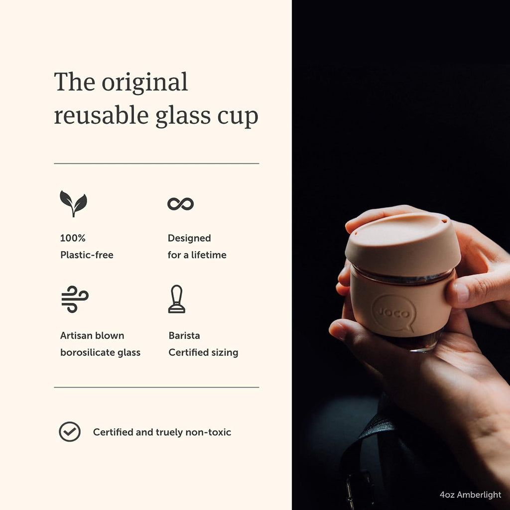 JOCO Taza 12oz - Eco-innovativa de vidrio borosilicato reutilizable, estilo clásico - (Mood Indigo)