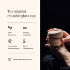 JOCO Taza 12oz - Eco-innovativa de vidrio borosilicato reutilizable, estilo clásico - (Mood Indigo)