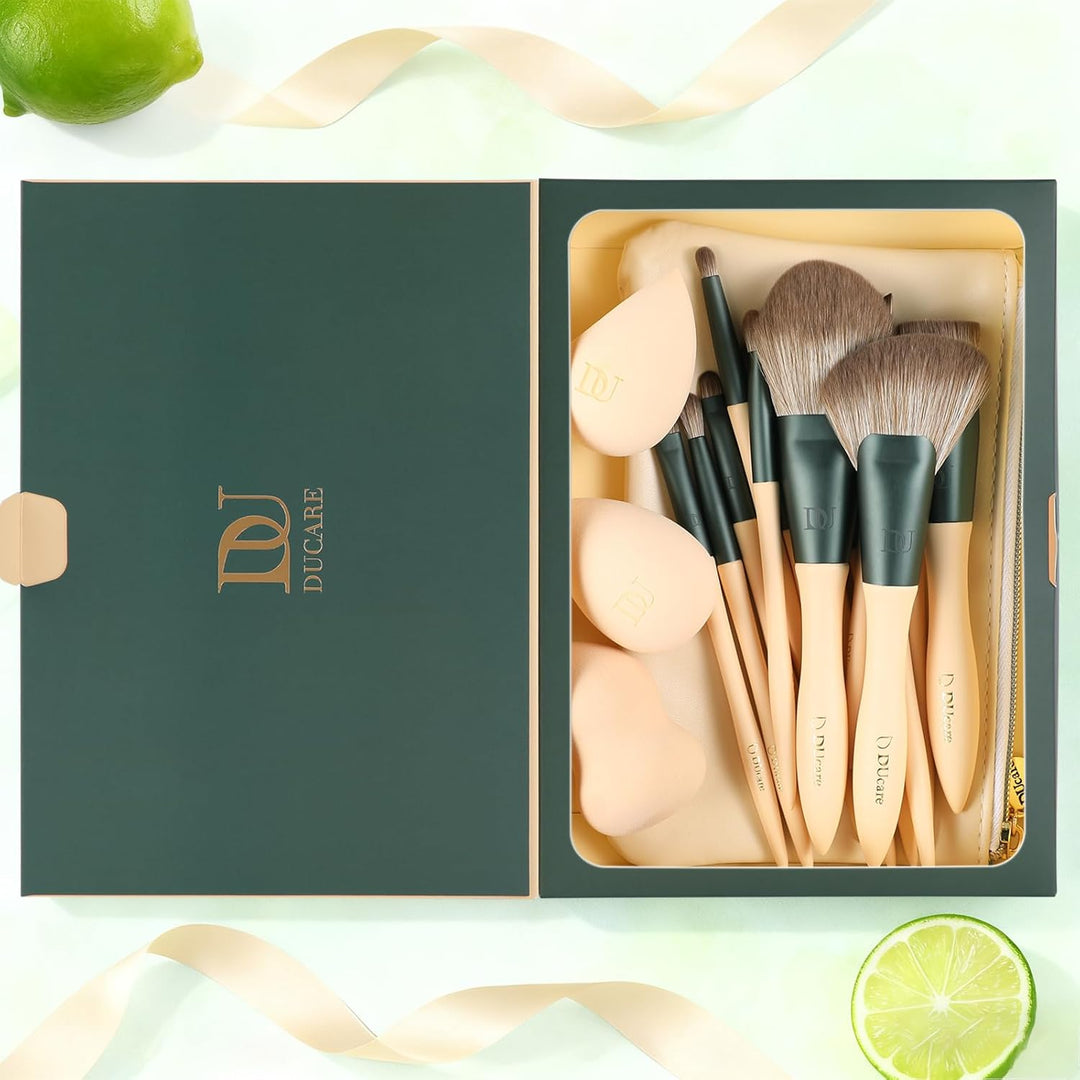 DUcare Juego de regalo de maquillaje, 18 piezas, con 14 brochas de...
