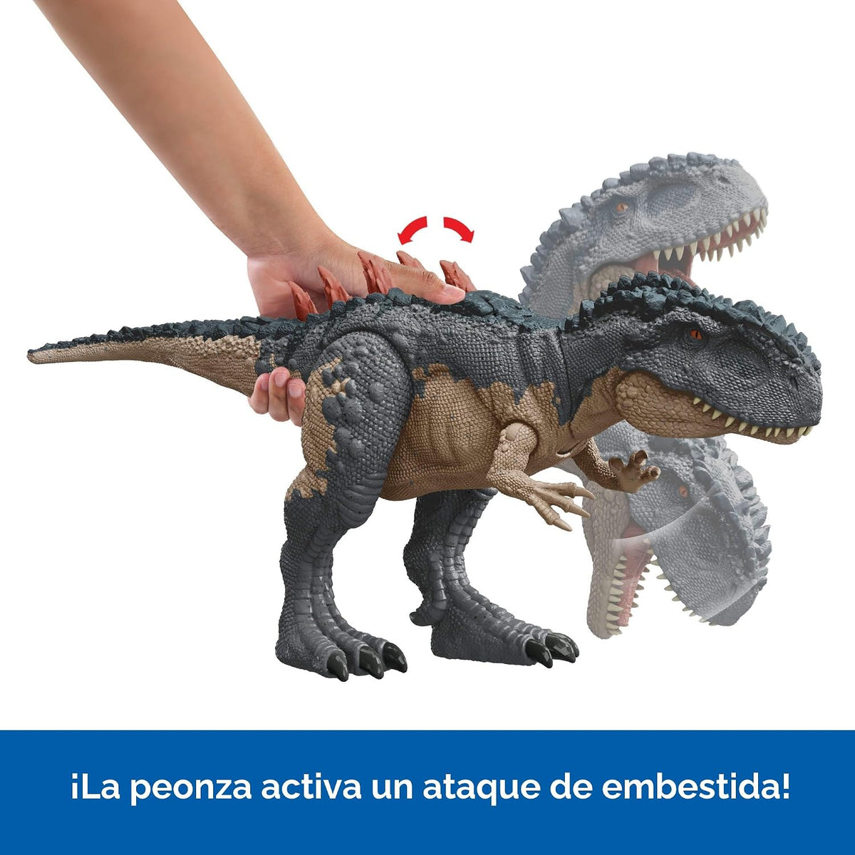 Mattel Jurassic World Figura de acción de rastreadores gigantes, juguete de dinosaurio Mapusaurus con ataque de rabieta de mordida mega, espinas traseras de evolución y juego digital