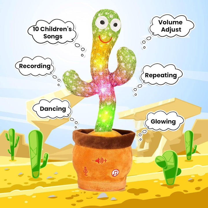 MILEGI Cactus que habla bailarín ajustable con volumen, cantar y re...