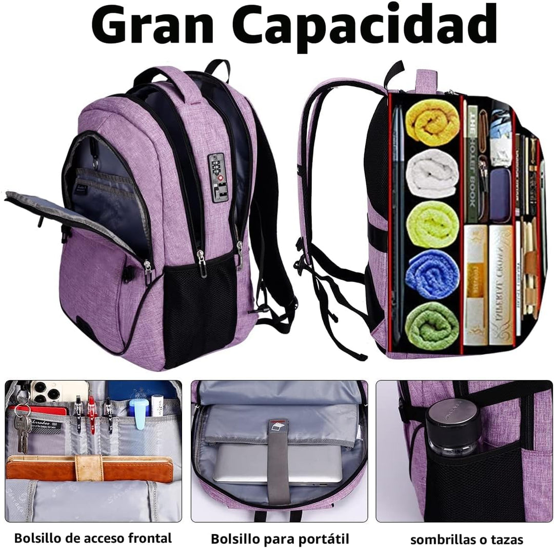 SHRRADOO Mochila antirrobo para portátil, mochilas de viaje con pue...