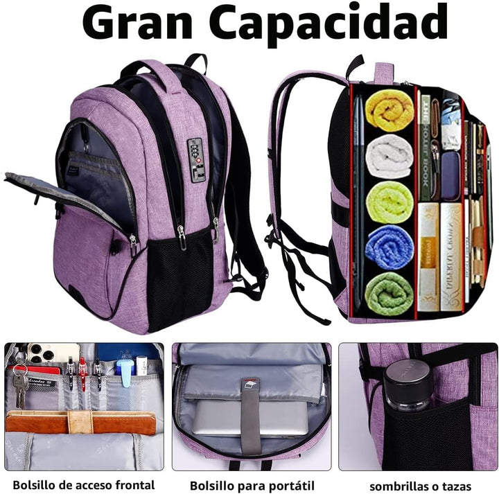 SHRRADOO Mochila antirrobo para portátil, mochilas de viaje con pue...
