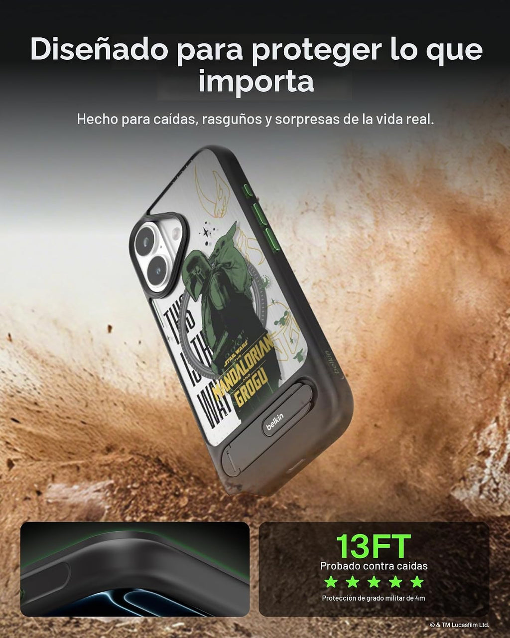 Belkin Disney Mandalorian y Grogu - Funda para iPhone 17, MagSafe con